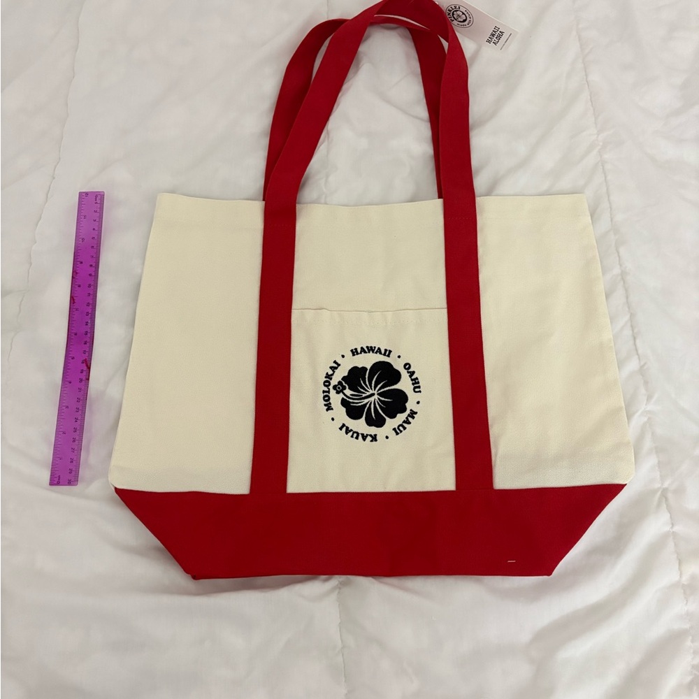 Hawaii Trader Joe’s inspired by Red and Cream large Tote Bag